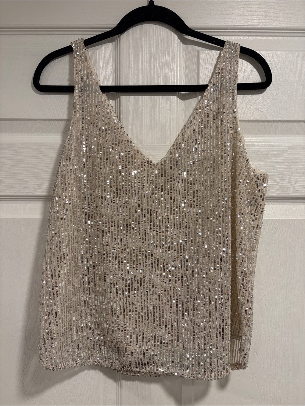 Ann Taylor Loft Sequin V-Neck Women’s Tank Top - Champagne